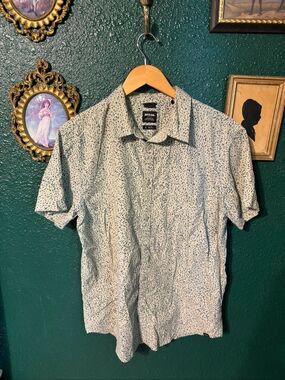 PrAna Mens Button Down Shirt Size Large Printed‎ Green Blue